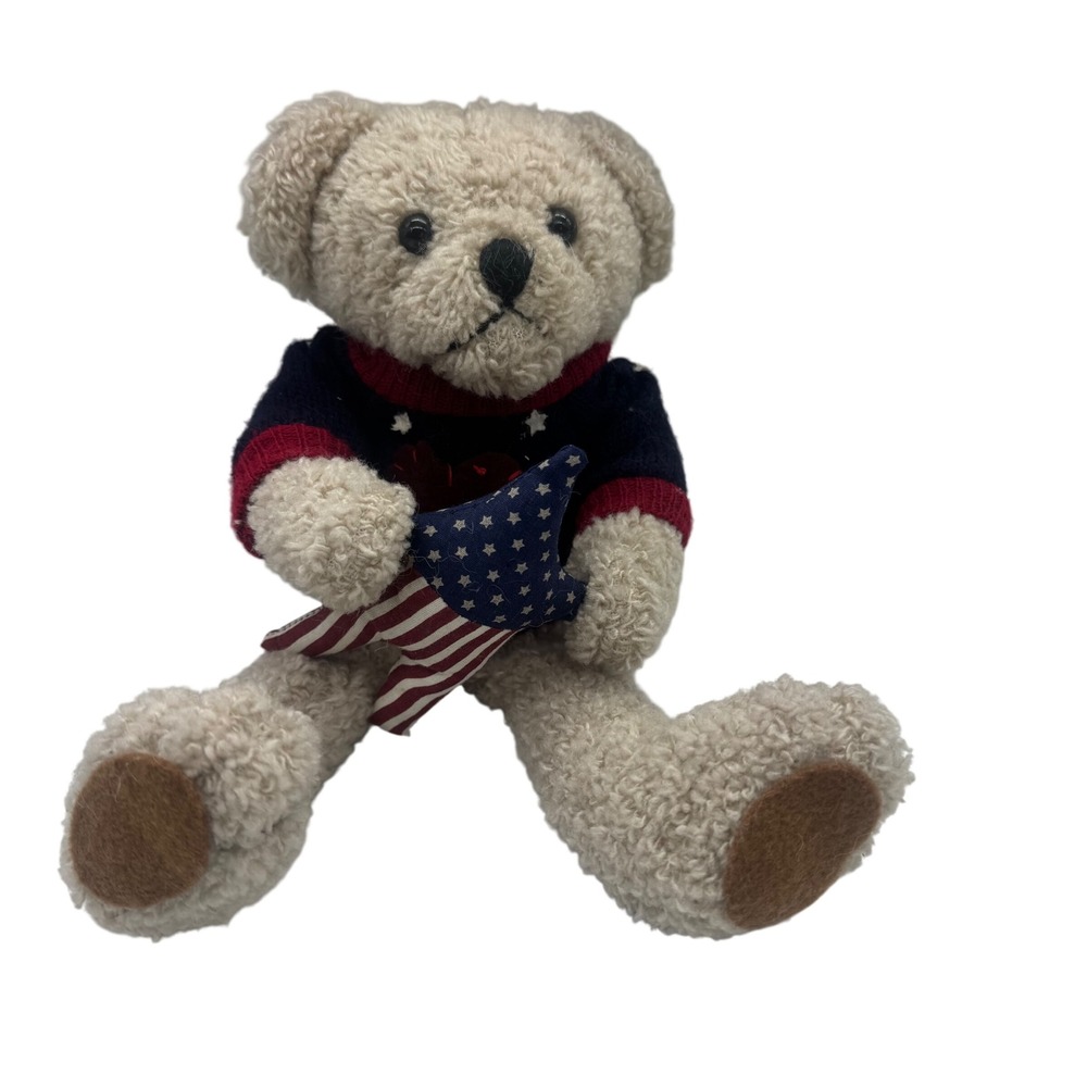 Vintage Interior Accents Americana 12" Stuffed Bear Plush Patriotic Jo-Ann